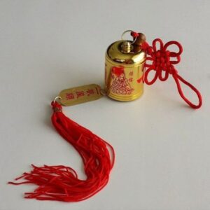 Kuan Yin Golden Color Metal Mystique Knot Bell for Protection and Prosperity